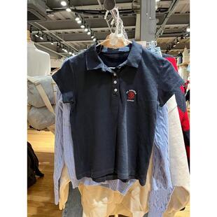 Girl新款 美式 Brandy 龙刺绣复古polo领T恤女bm短袖 上衣潮 修身 短款