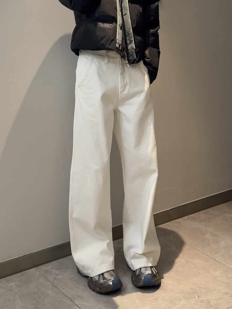 及时雨东 【白牛王子】 秋冬厚款直筒水洗白牛仔裤