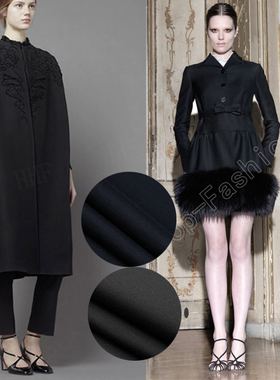 进口加厚纯棉针织磨毛拉绒弹力罗马布秋冬纯色布料面料蓝黑色