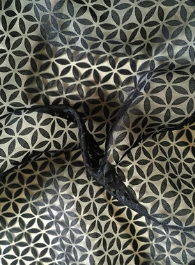 进口黑色立体刺绣透视微光感l剪花绡时装面料提花仿真丝布料批发