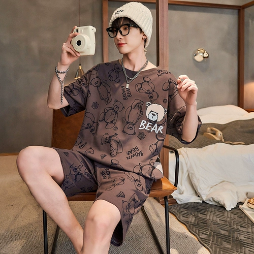 Летняя тонкая хлопковая пижама, хлопковый комплект для школьников для отдыха, подходит для подростков