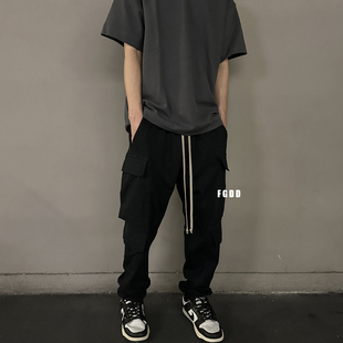 正确版本暗黑RO风格抽绳弹性工装炮弹裤休闲束脚裤男长裤高街潮