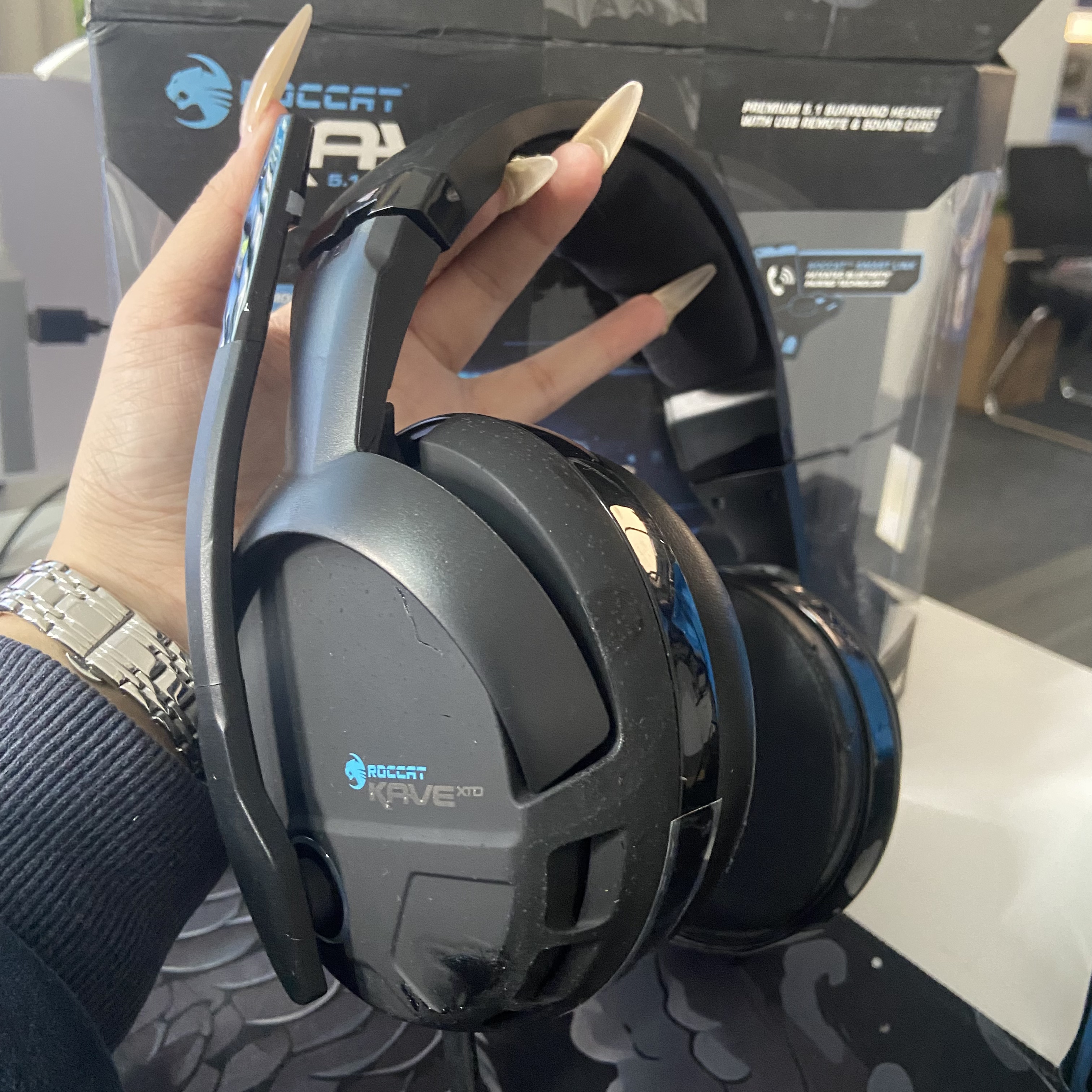 Roccat/冰豹 kave xtd 5.1立体声耳机电竞耳麦可拆卸 带声卡 库存