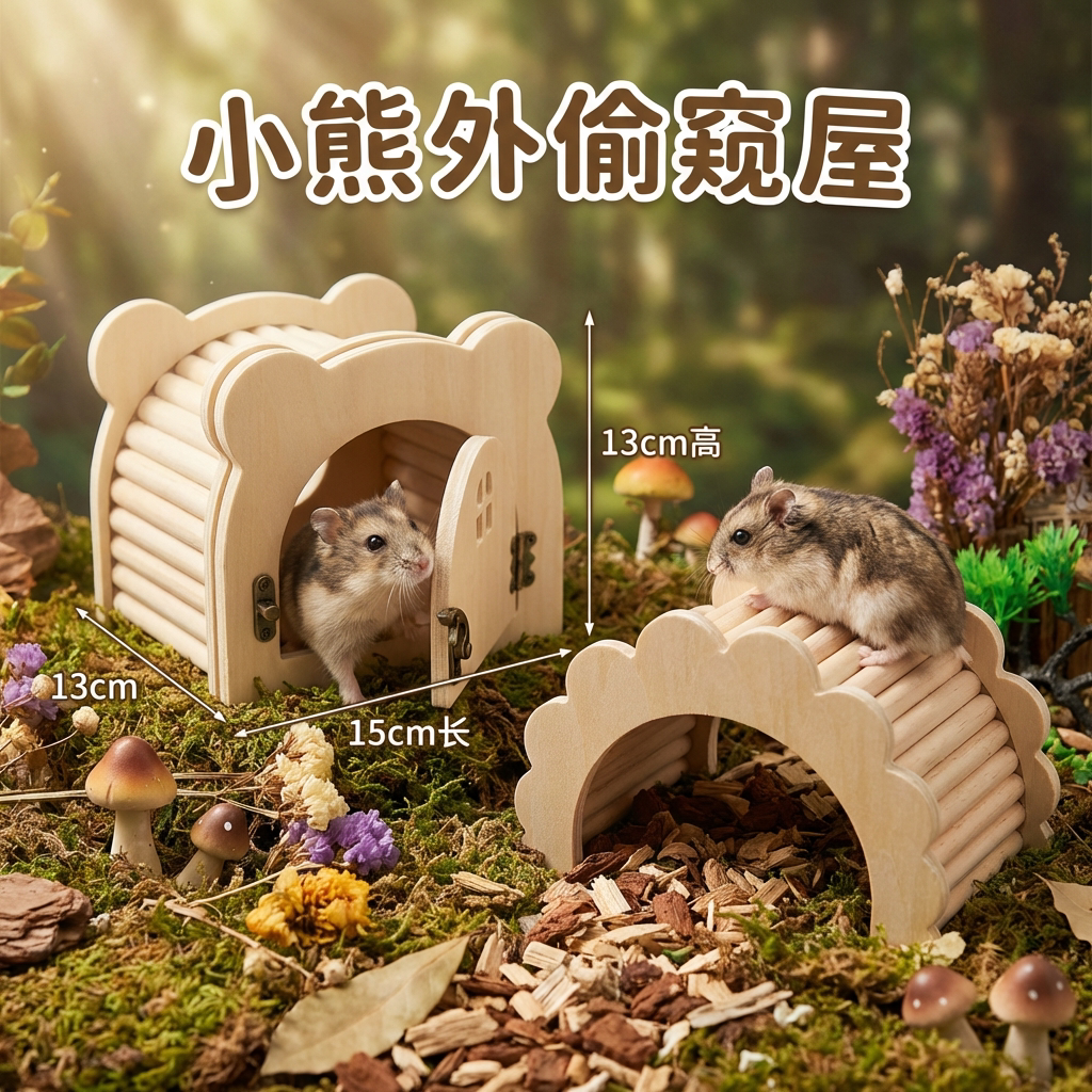 仓鼠偷窥屋磁吸外偷窥木窝房子