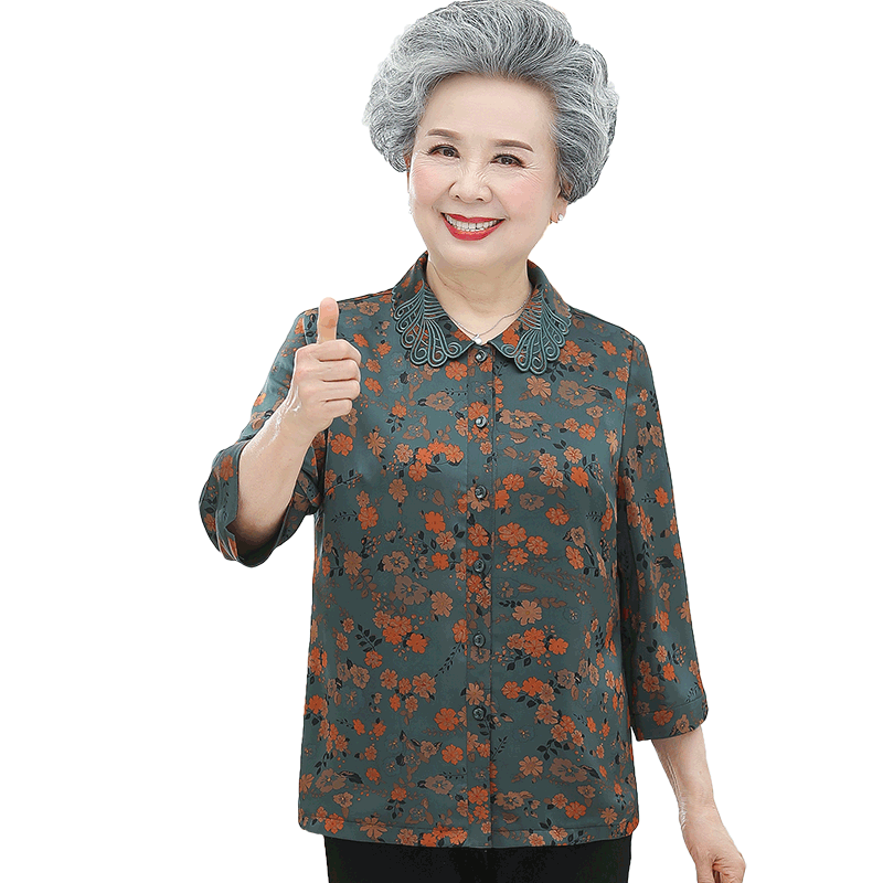 老年人夏装女奶奶高档洋气衬衫