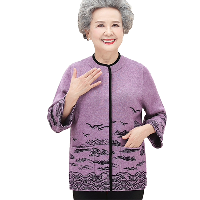 胖妈妈宽松外套奶奶老太太羊毛衫