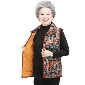 中老年人妈妈装加绒棉马甲女外穿老太太马夹加厚秋冬外套奶奶冬装