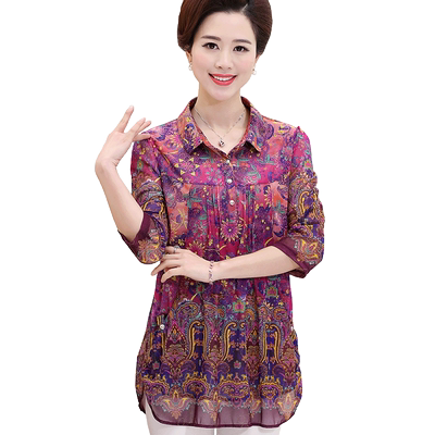 加肥加大码雪纺衬衣衫短袖T恤