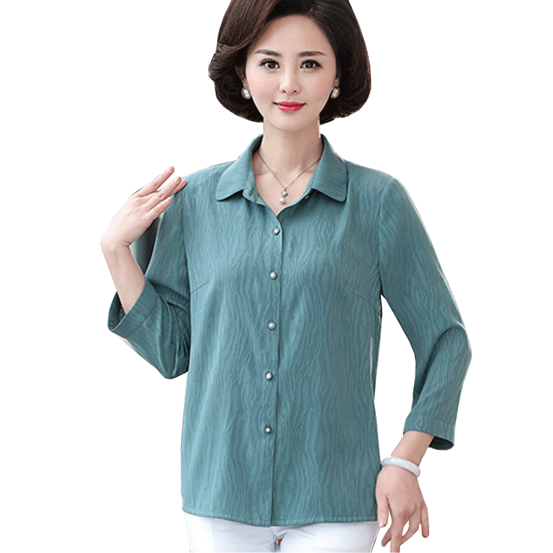 妈妈春夏装新款衬衣女中老年薄款