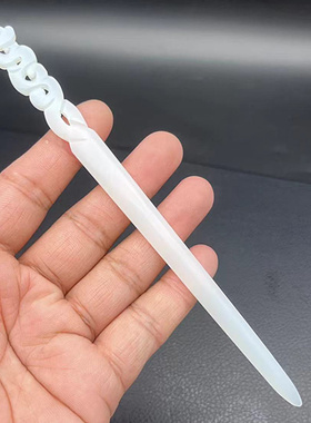 新款仿白玉龙形发簪琉璃剑来簪子新中式发钗汉服头饰发饰支持刻字