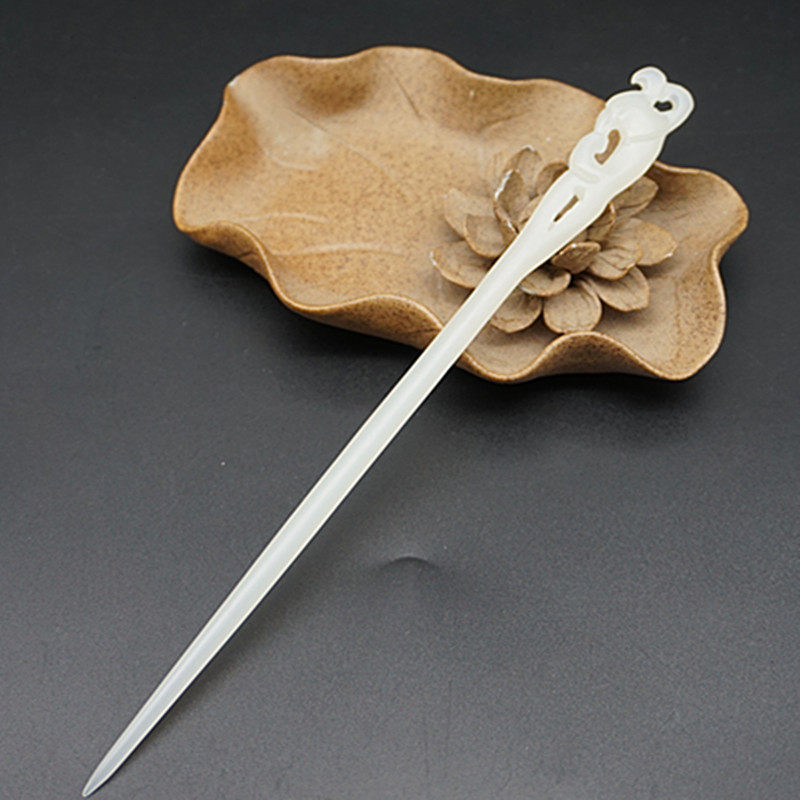 仿白玉凤头 发簪 手工雕刻凤凰琉璃簪子发钗古风汉服头饰发饰发钗