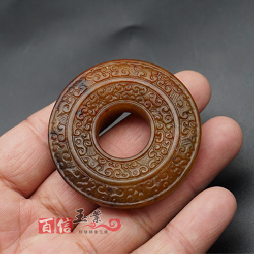 仿古做旧双面雕纹平安扣