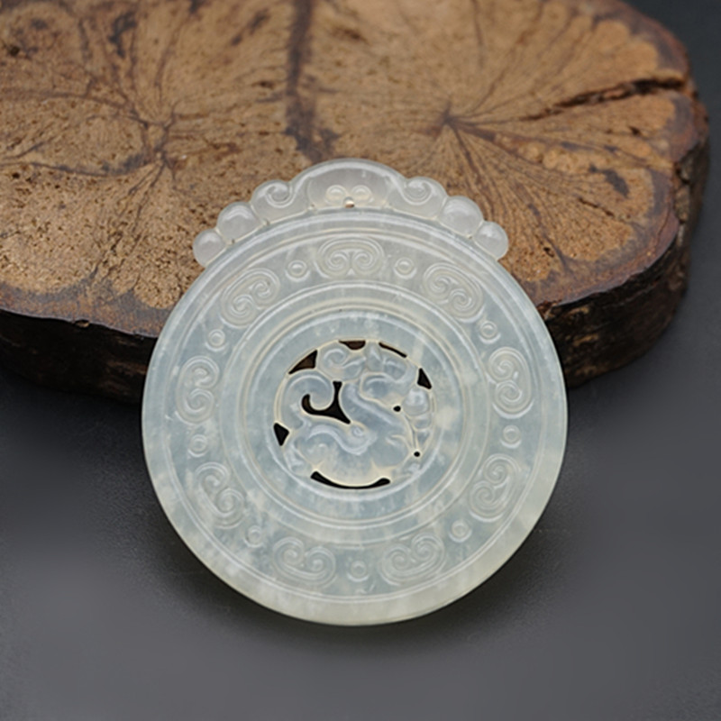 岫玉仿古龙吊坠挂件复古双面镂空雕刻时来运转玉佩玉坠毛衣坠腰佩