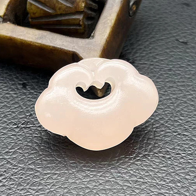 阿富汗玉如意宝宝锁型吊坠挂件藕粉色玉佩玉坠玉颈饰项链坠锁骨链