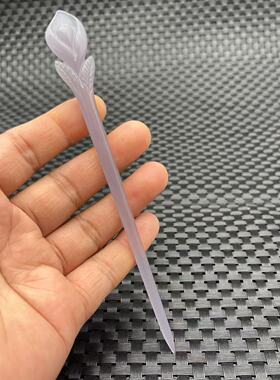 琉璃玉兰花发簪发钗烟紫色簪子古风汉服发饰影视短剧拍摄国风头饰