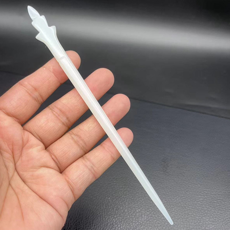 新款仿白玉战戟发簪琉璃簪子素雅新中式发钗汉服头饰发饰支持刻字