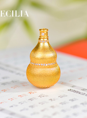 S925银镀18K金拉丝葫芦吊坠