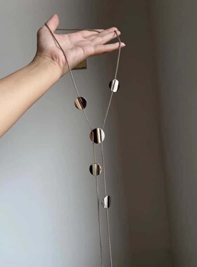 冷淡风圆片几何长款项链高级感