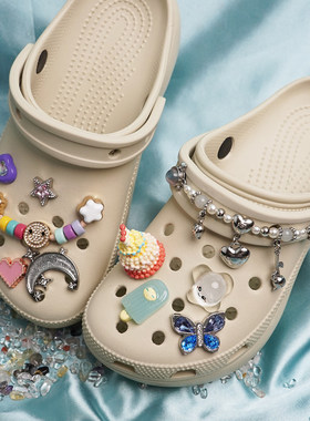 奶龙蛋糕蓝色蝴蝶适配Crocs洞洞鞋金属立体鞋花可爱DIY鞋扣鞋饰
