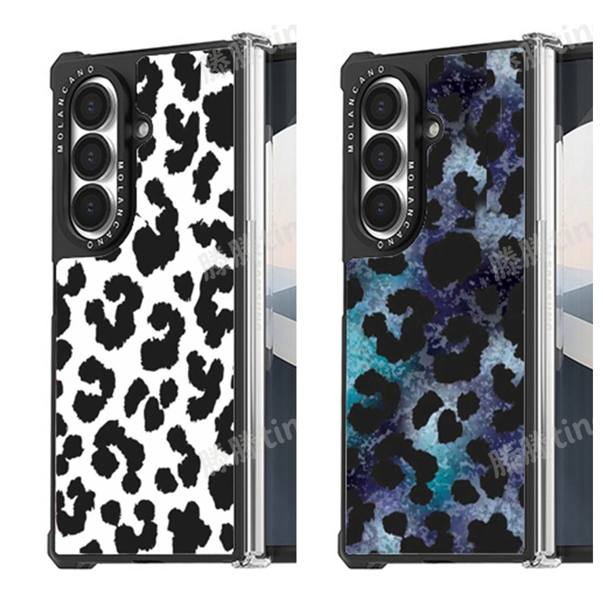 韩国MOLAN适用三星Galaxy z fold7手机壳卡通时尚豹纹折叠屏透明w26心系天下防摔带磁吸保护套全包铰链保护壳
