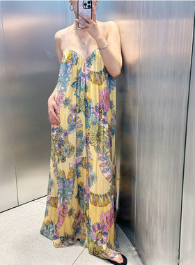 专柜同款2025夏季新品女装 ZW 系列印花吊带长连衣裙 3193123 300