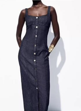 专柜同款2025夏季新品女装Z1975 肩带牛仔迷笛连衣裙 0779055 400