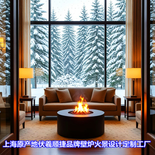 别墅围炉户外篝火盆防水壁炉篝火盆民宿仿真柴火炉圆形3d雾化壁炉