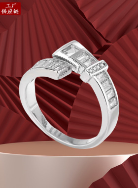 韩版轻奢开口食指环皮带设计感小众简约网红冷淡风锆石戒指女批发