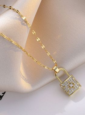 钛钢项链女日韩风钥匙锁小众韩版爱情吊坠时尚镶钻锁骨链网红饰品