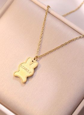 项链女网红兔子小众时尚新款设计感吊坠气质生肖气质简约钛钢项链