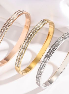 手镯女跨境钛钢满天星手镯镶钻电镀锆石气质不锈钢手饰满天星时尚