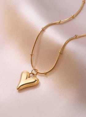 项链女 时尚爱心钛钢项链ins气质网红简约冷淡风小众设计锁骨链