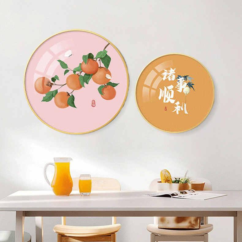 中国风餐厅入户玄关挂画墙画壁画卡通圆形好寓意平安如意装饰画图片