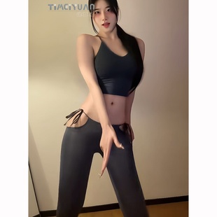 体美缘瑜伽短裤 莱卡面料 女高弹力抽褶设计运动健身紧身裤