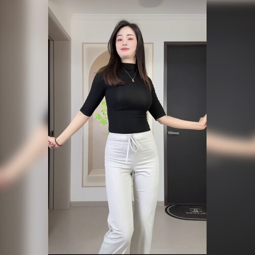 体美缘瑜伽白色垂感阔腿裤