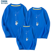 字母亲子宇航员儿童长袖 大童t恤秋款 青少年纯棉T大码 童装 上衣 韩版