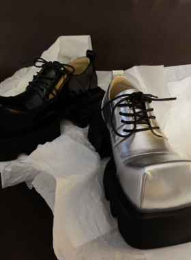 缇麦茵-6cmT26999潮酷个性英伦风小众厚底复古时尚方头单鞋