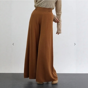 日本高端贵牌2025秋冬女极简高腰长裤 外贸原单垂感显瘦针织阔腿裤
