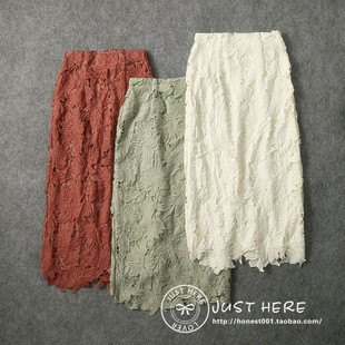 日本原单春夏高端新品 包臀中裙蕾丝裙 高腰半身裙日系外贸修身