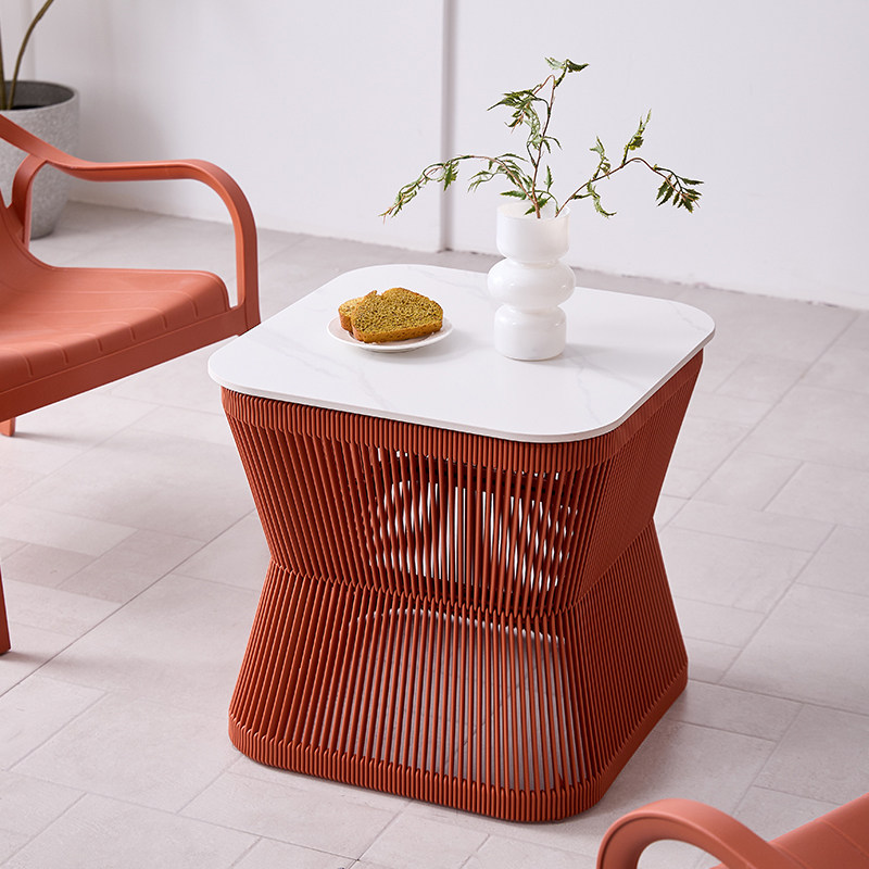 奶油风塑料边几方形沙发小边几角几小茶几床头柜客厅家用小桌子