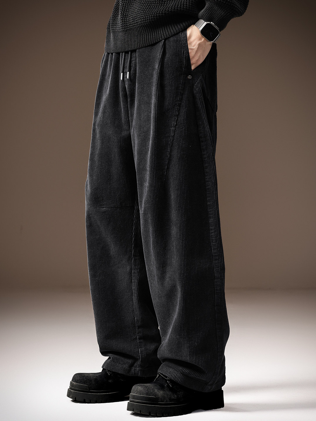 高端美式重磅灯芯绒男士弯刀休闲裤秋季宽松直筒垂感阔腿老爹裤男,男装,休闲裤,淘宝优惠券,粉丝福利购,淘宝优惠卷