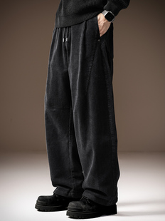 宽松直筒垂感阔腿老爹裤 高端美式 秋季 弯刀休闲裤 男 重磅灯芯绒男士
