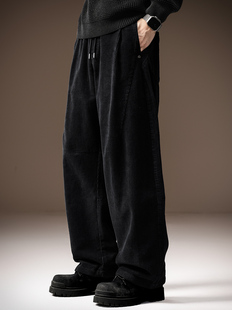 宽松直筒阔腿老爹弯刀裤 高端重磅慵懒风灯芯绒男士 厚款 秋季 休闲裤