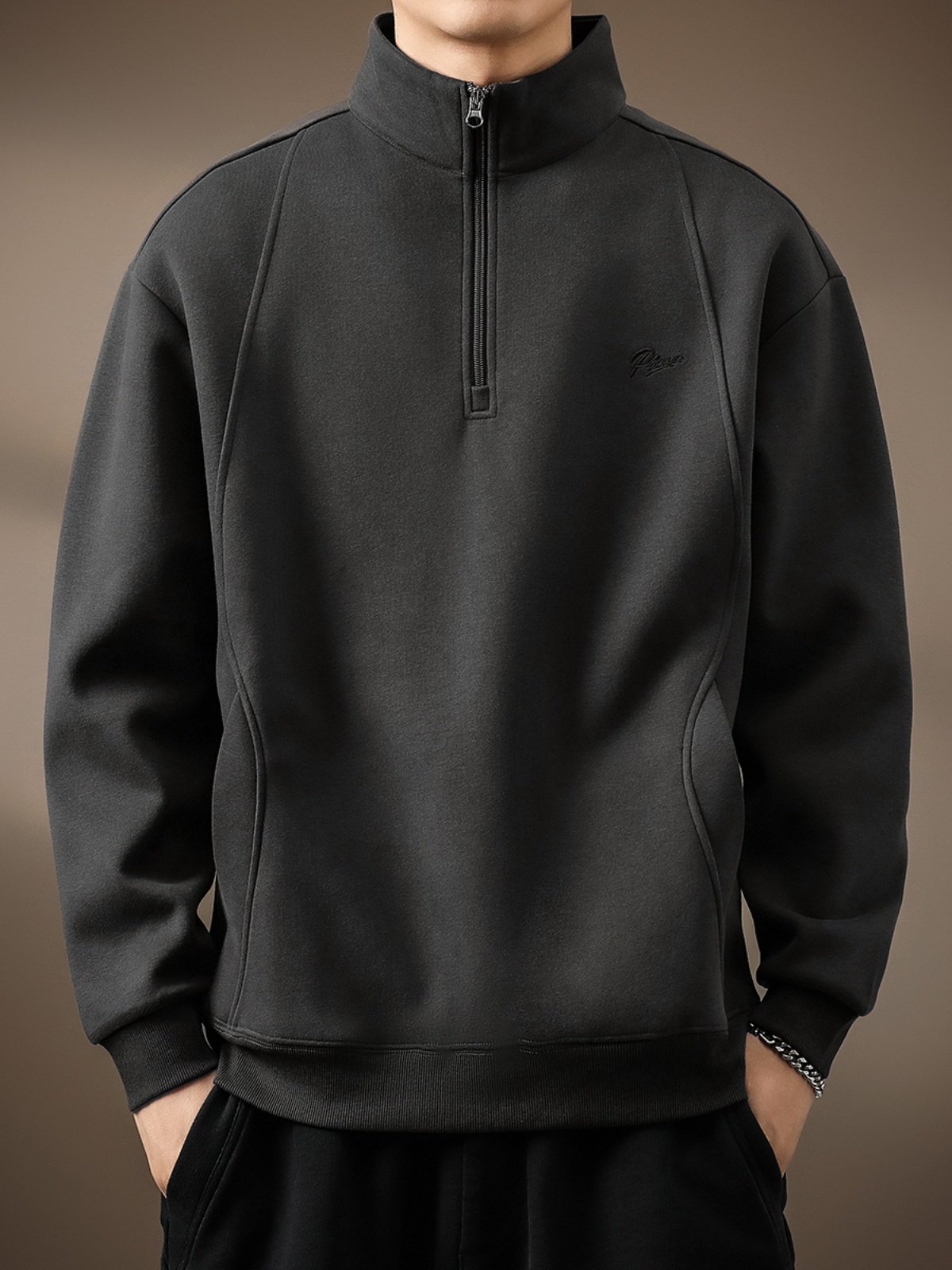 高端软糯重磅美式半拉链立领卫衣男士春秋新款宽松大码复古Polo衫,男装,卫衣,淘宝优惠券,粉丝福利购,淘宝优惠卷