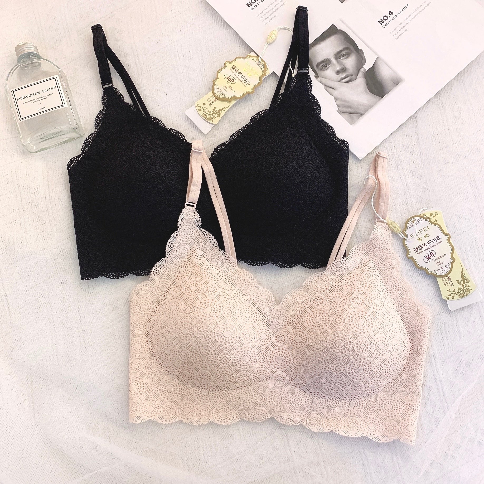 古妃518无痕一片式运动内衣女薄款细带交叉美背聚拢舒适文胸罩