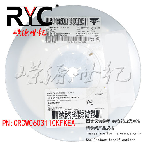 CRCW0603110KFKEA VISHAY 厚膜电阻器 SMD 1/10watt 110Kohms 1%