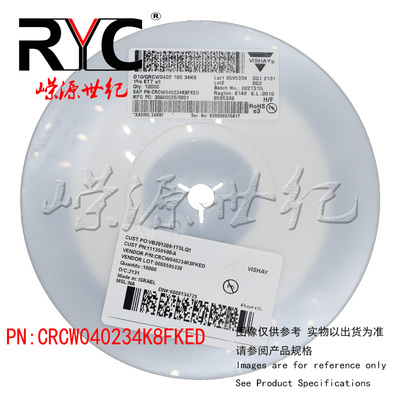 CRCW040234K8FKED VISHAY 厚膜电阻器 SMD 1/16watt 34.8Kohms 1%