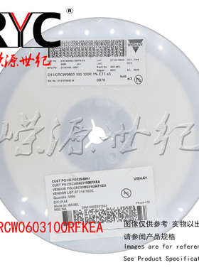 CRCW0603100RFKEA VISHAY 厚膜电阻器 SMD 1/10watt 100ohms 1%