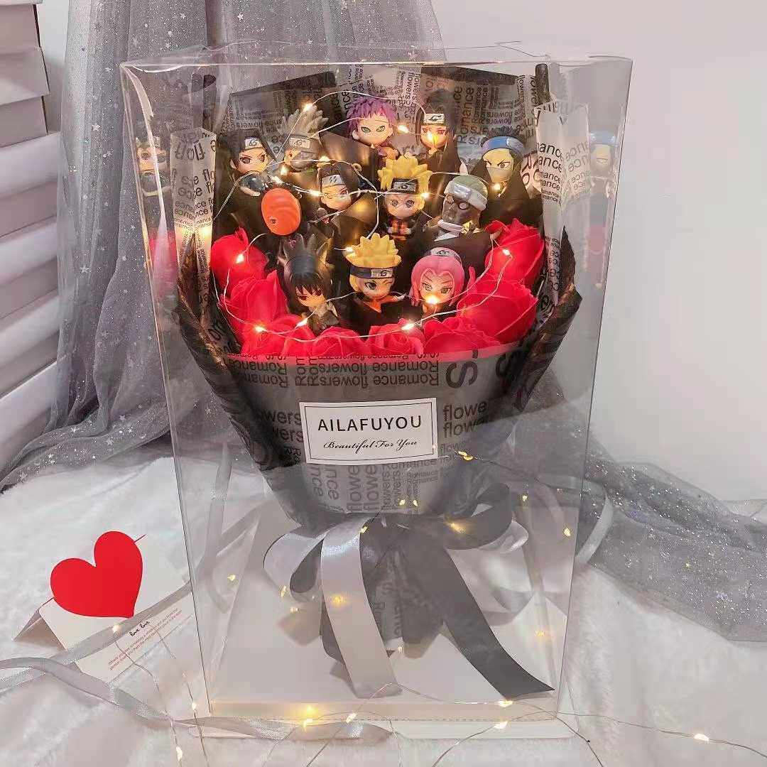 高档生日男生礼物老公火影忍者手办花束鸣人卡卡西情人节七夕送男