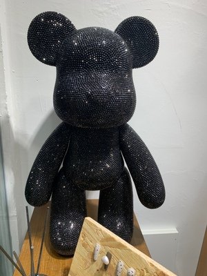 高档纯黑色 黑底钻贴钻暴力熊玩偶摆件粘钻熊满钻抖音网红礼品送